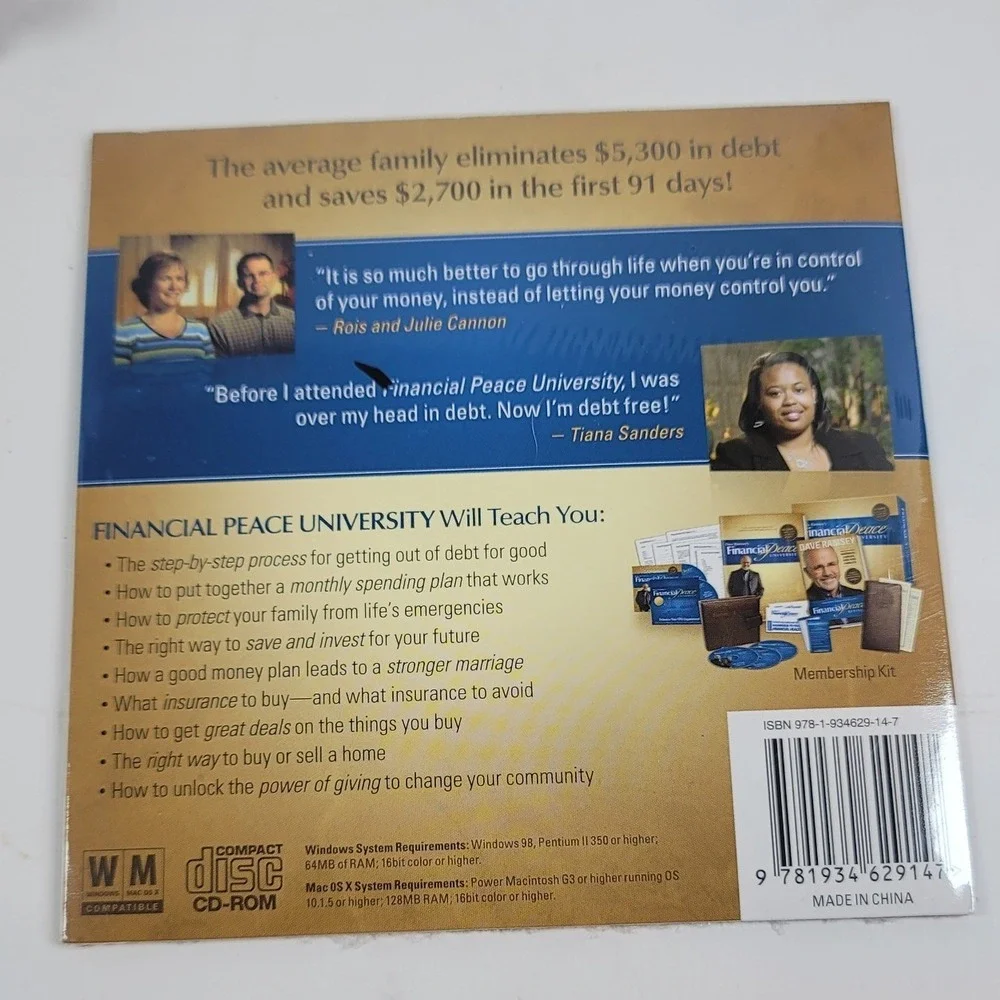 Dave Ramsey Financial Peace University CD Wallet and Preview CD-ROM New Sealed